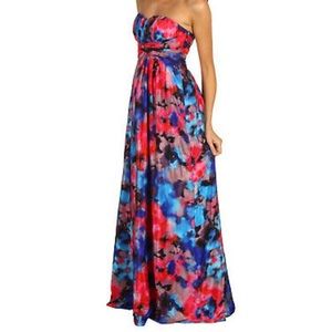 Size 14 Jessica Simpson Strapless Floral Maxi Gown